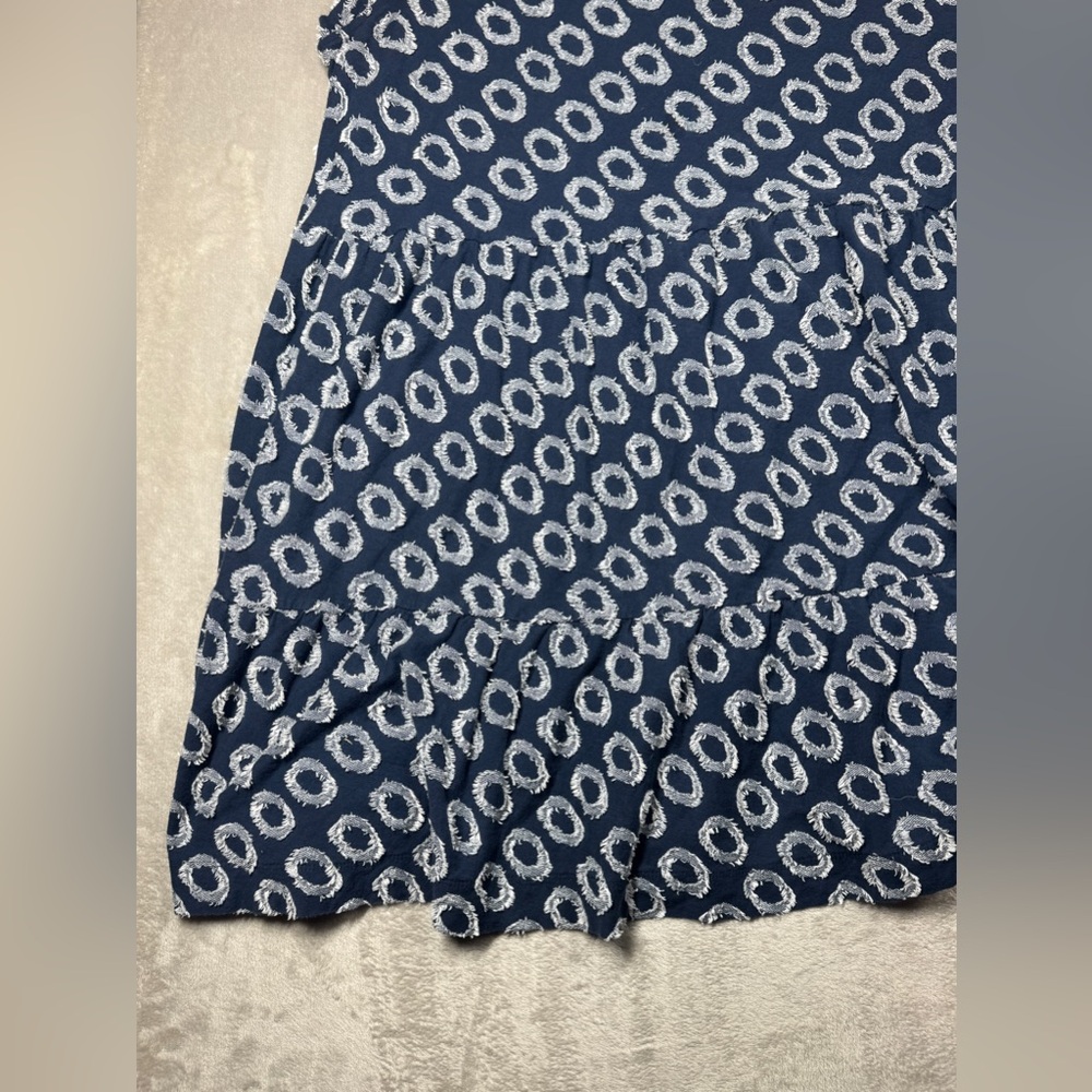 Anthropologie Maeve Lisanne Textured Polka Dot Navy Blue White Tunic Dress XL - Picture 7 of 16